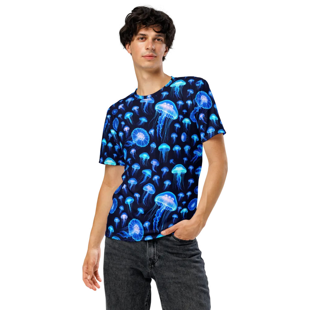 Azure Jellyfall on Men's Crew Neck T-Shirt — Front