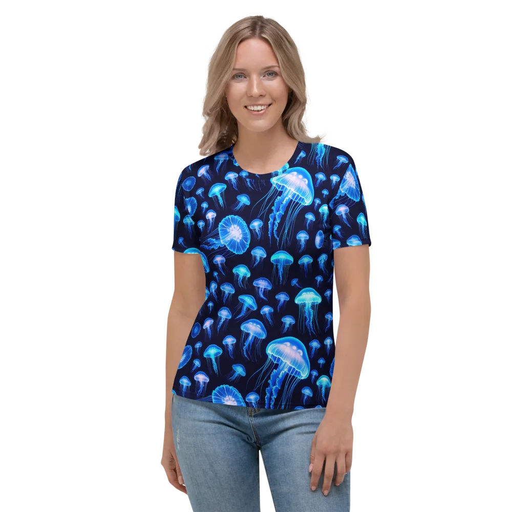 Azure Jellyfall on Women's Crew Neck T-Shirt — Front