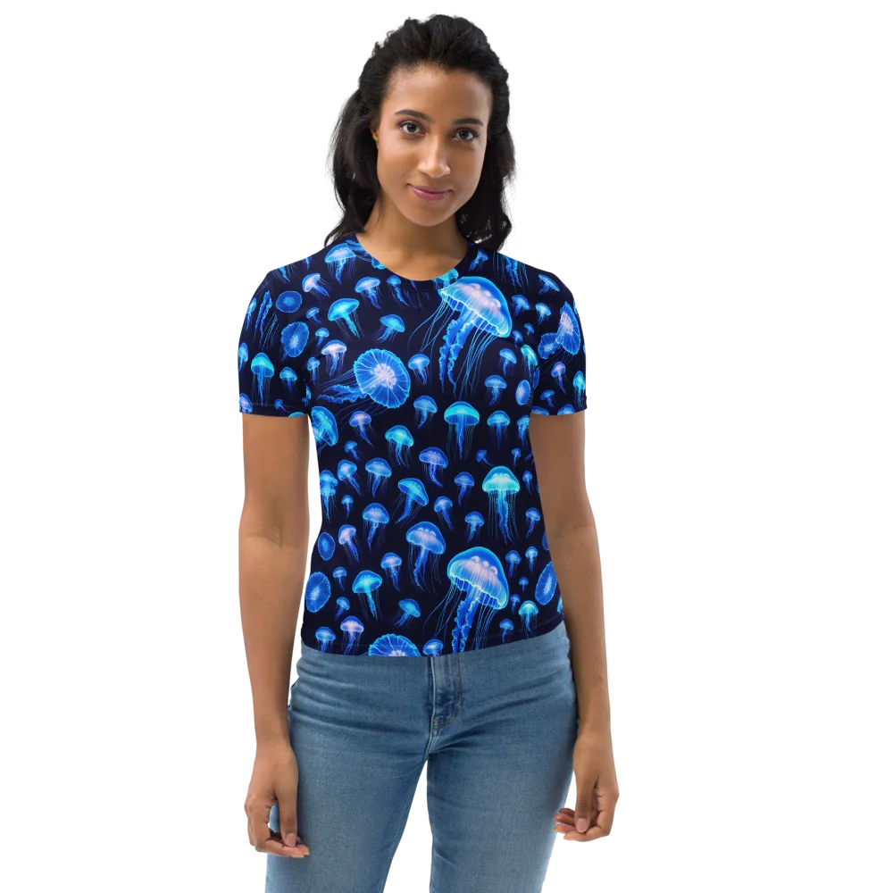 Azure Jellyfall on Women's Crew Neck T-Shirt — Front