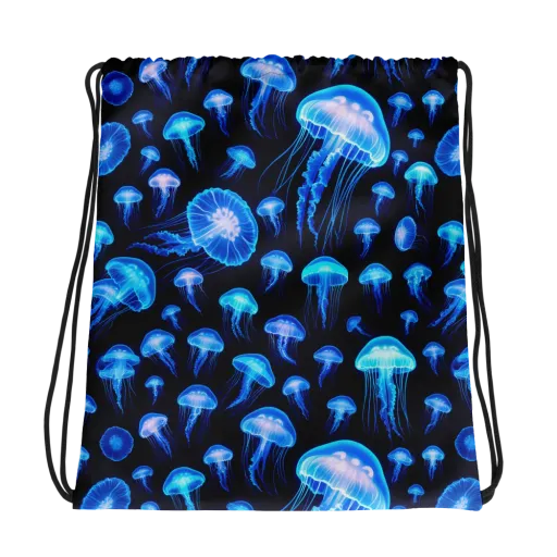 Azure Jellyfall on a Drawstring Bag