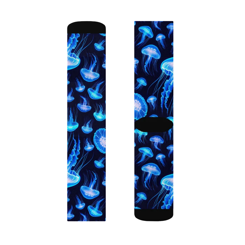 Azure Jellyfall on Socks — Left Sock