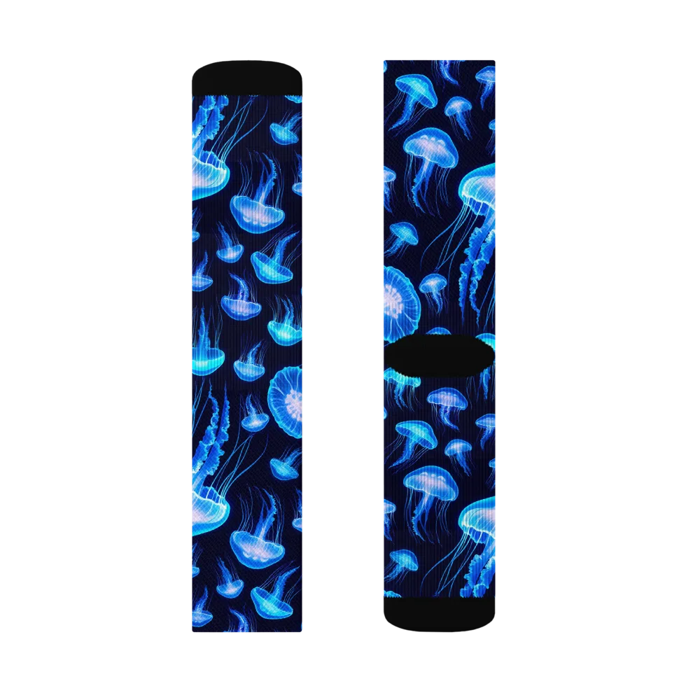 Azure Jellyfall on Socks — Right Sock
