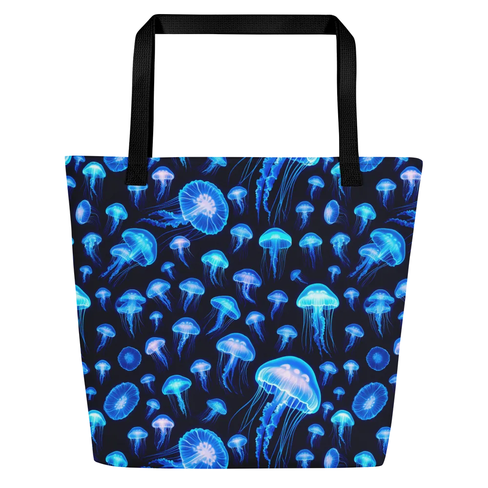 Azure Jellyfall on Large Tote Bag W/ Pocket — Front