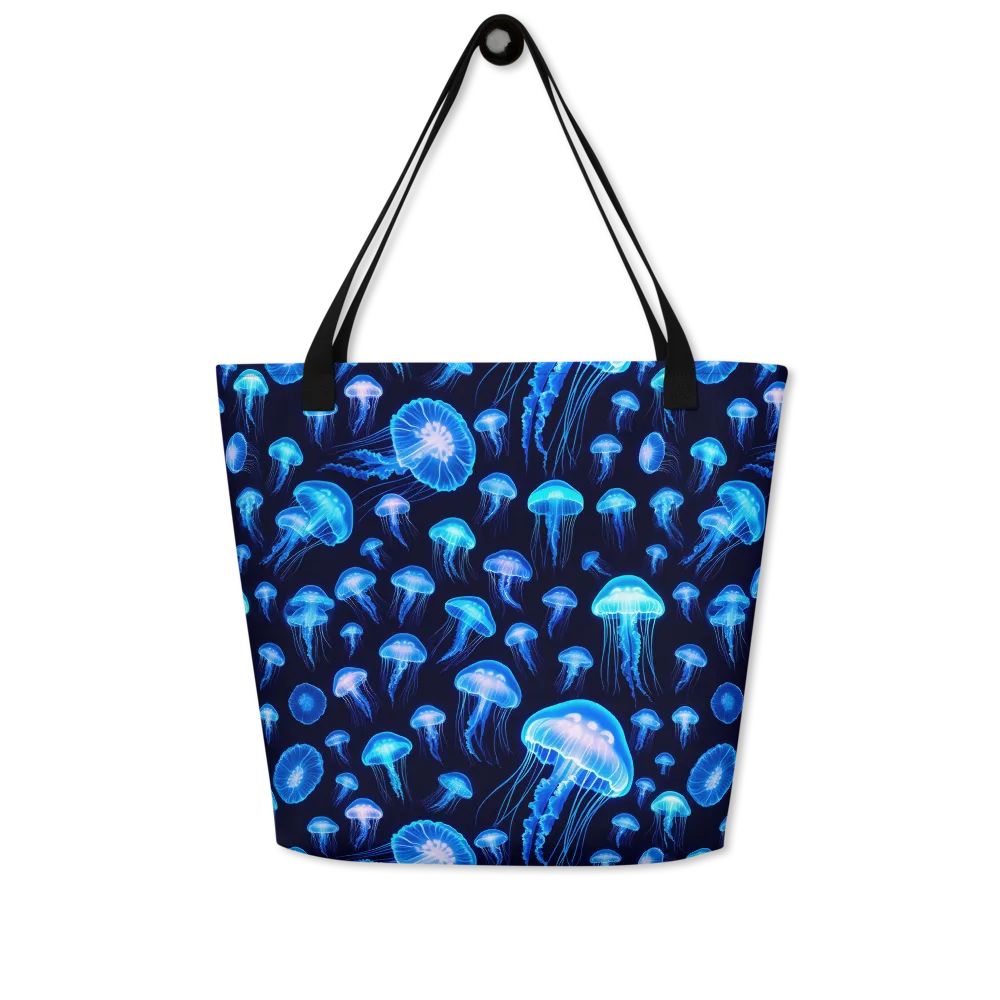 Azure Jellyfall on Large Tote Bag W/ Pocket — Front
