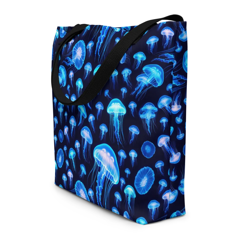 Azure Jellyfall on Large Tote Bag W/ Pocket — Front