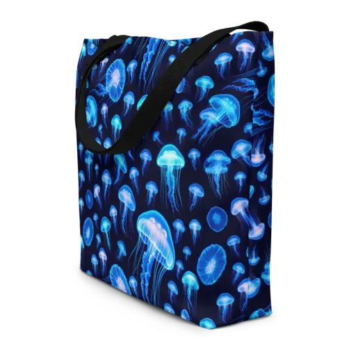 Azure Jellyfall on a Large Tote Bag W/ Pocket