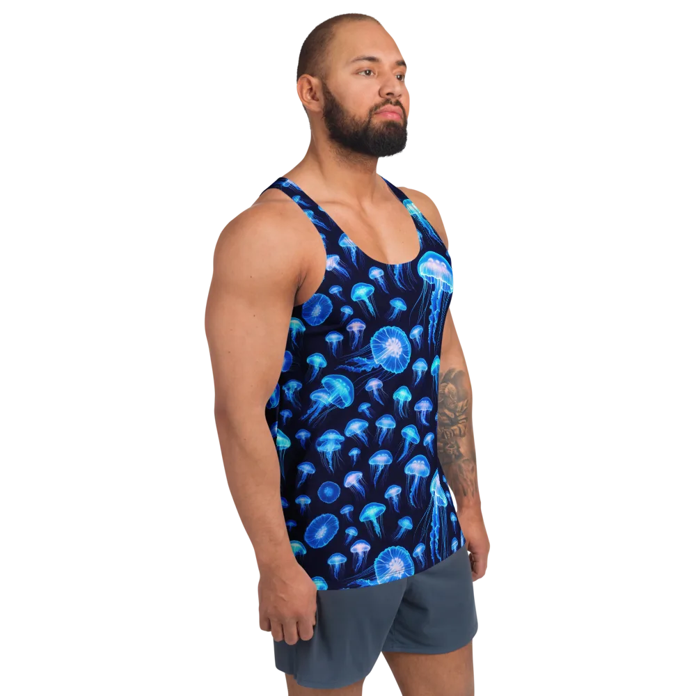 Azure Jellyfall on Men's Tank Top — Right Front