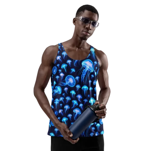 Azure Jellyfall on a Men's Tank Top