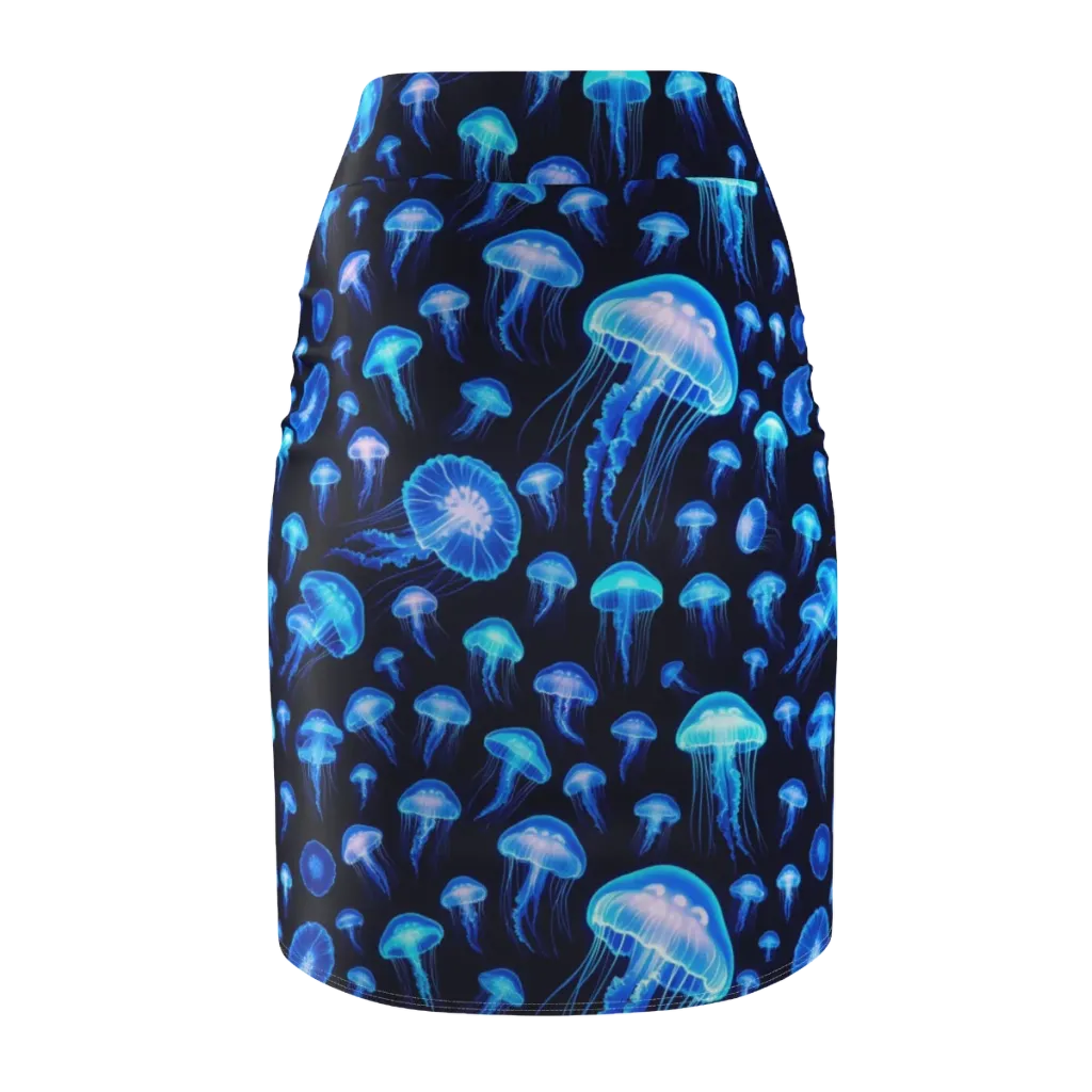 Azure Jellyfall on Pencil Skirt — Back