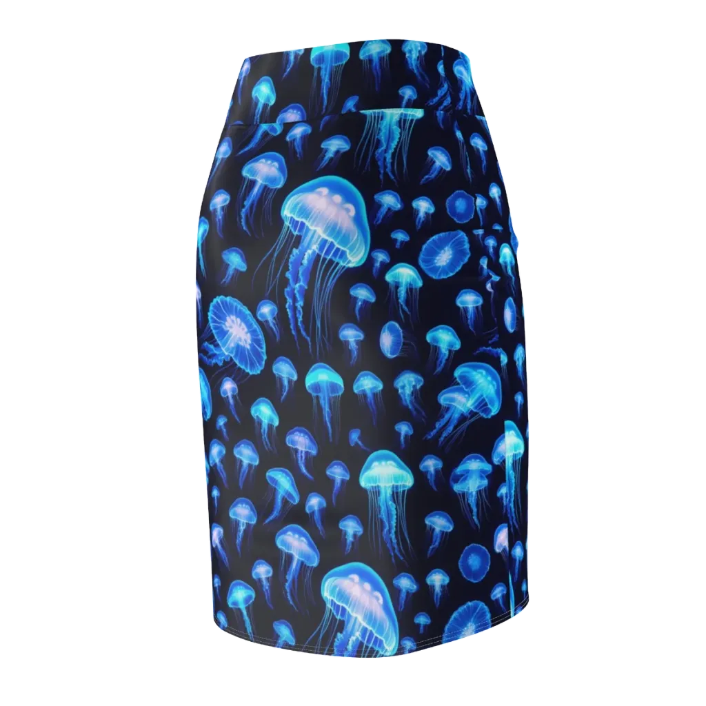 Azure Jellyfall on Pencil Skirt — Back Side