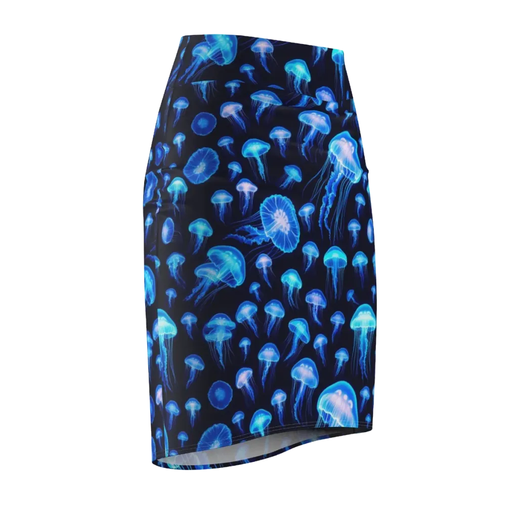 Azure Jellyfall on Pencil Skirt — Front Side
