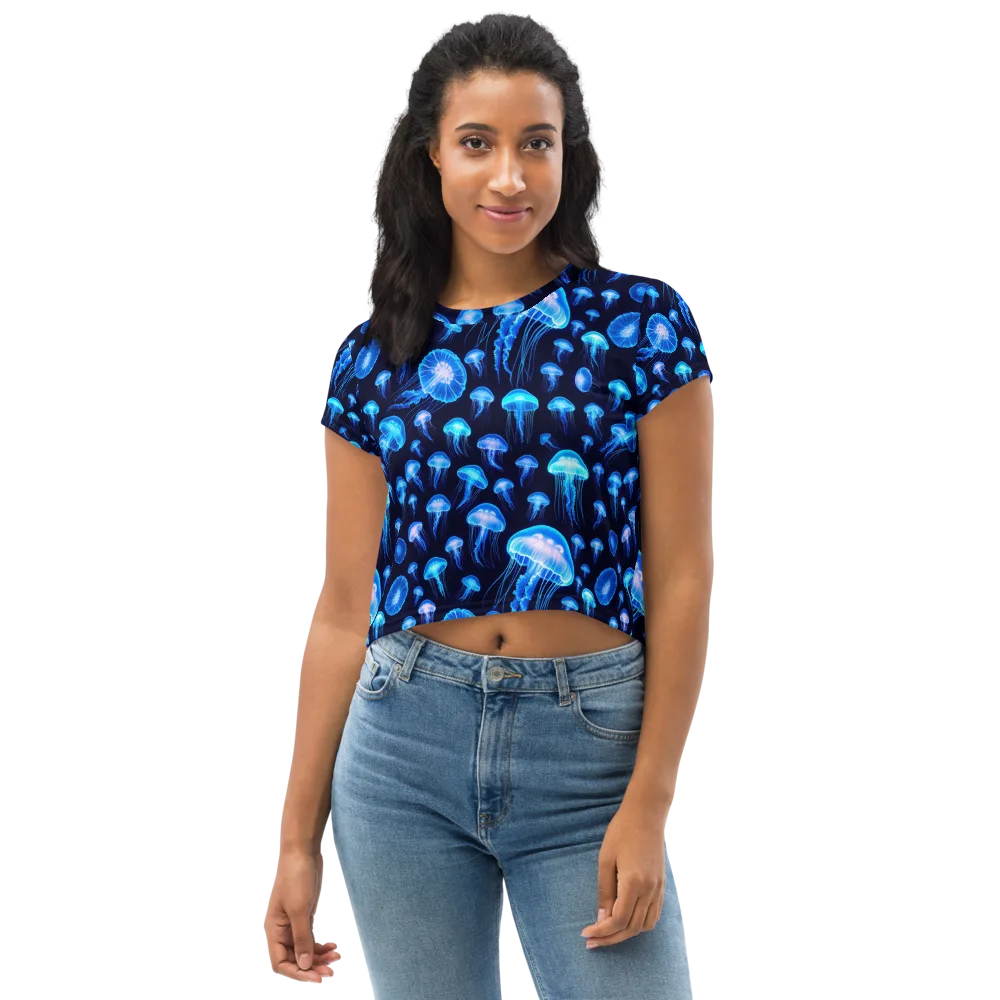 Azure Jellyfall on Crop Tee — Front