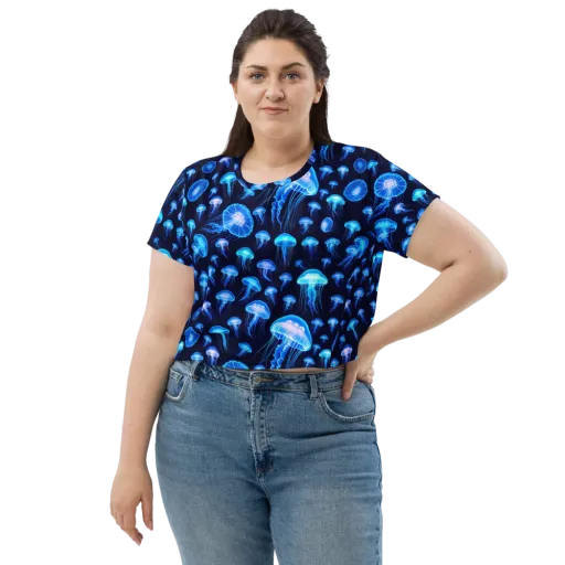 Azure Jellyfall on a Crop Tee