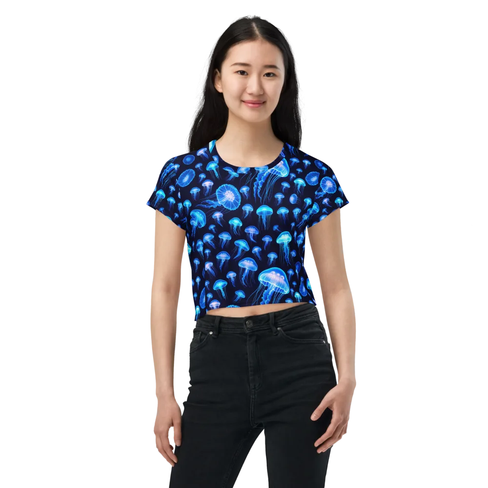 Azure Jellyfall on Crop Tee — Front