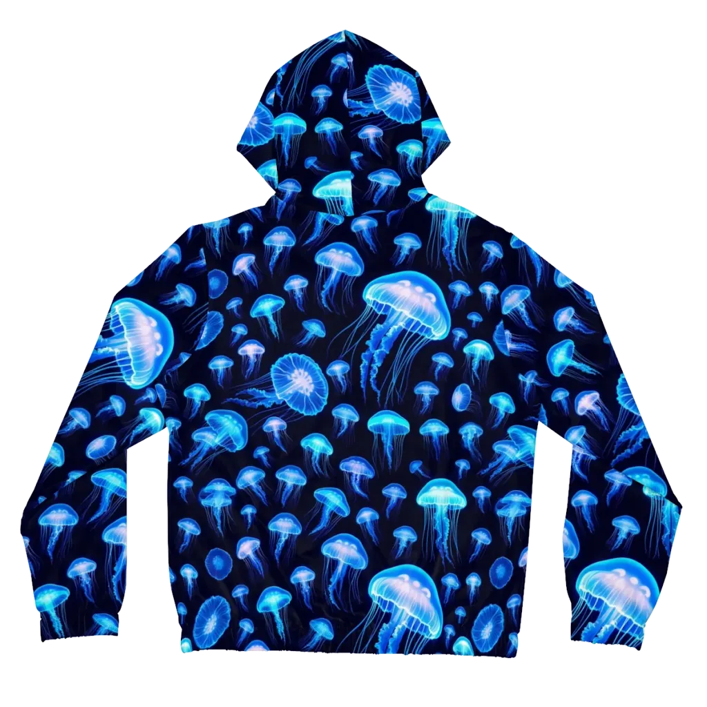 Azure Jellyfall on Women's Full-Zip Hoodie — Back