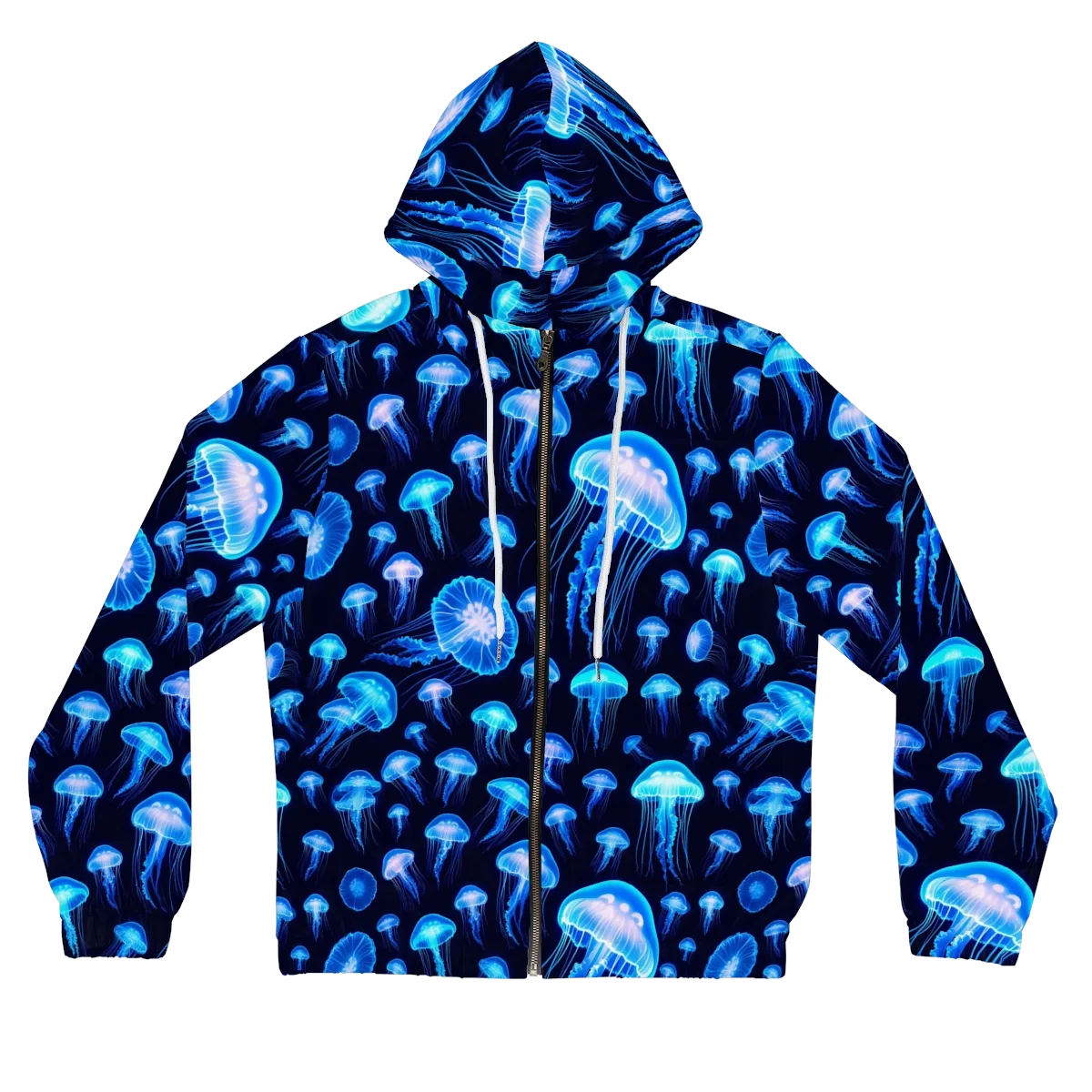 Azure Jellyfall on Women's Full-Zip Hoodie — Front
