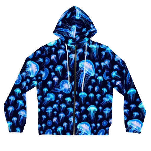 Azure Jellyfall on a Women's Full-Zip Hoodie