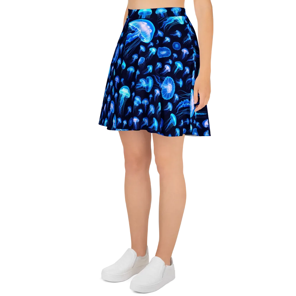 Azure Jellyfall on Skater Skirt — Left