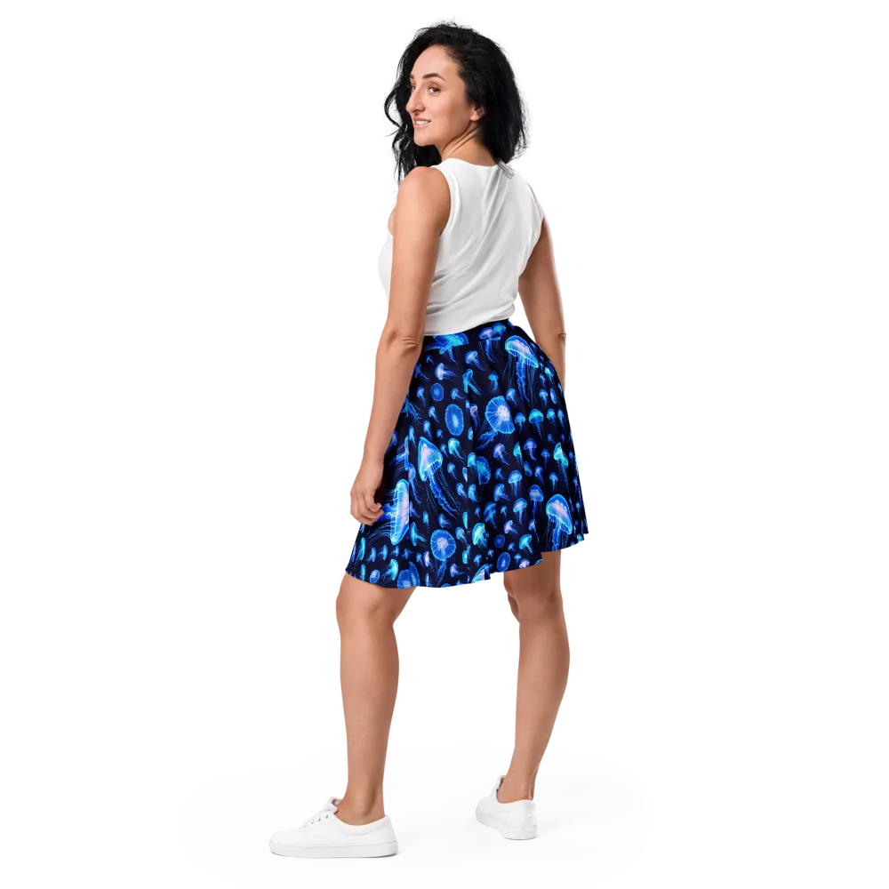 Azure Jellyfall on Skater Skirt — Back