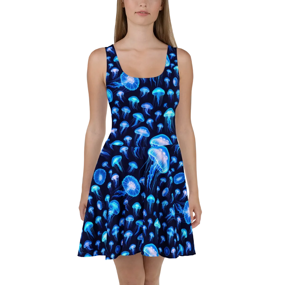 Azure Jellyfall on Skater Dress — Front
