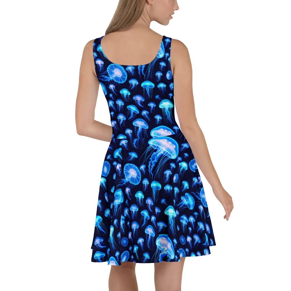 Azure Jellyfall on Skater Dress — Back