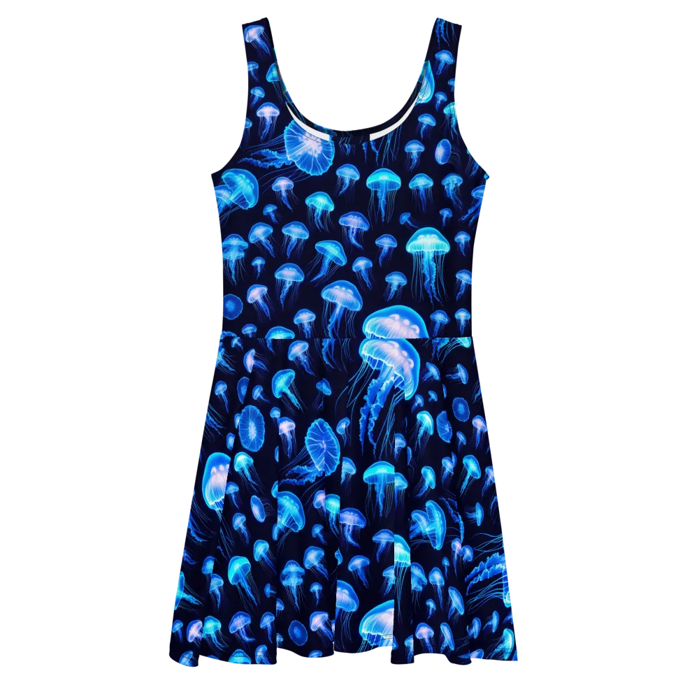 Azure Jellyfall on Skater Dress — Front
