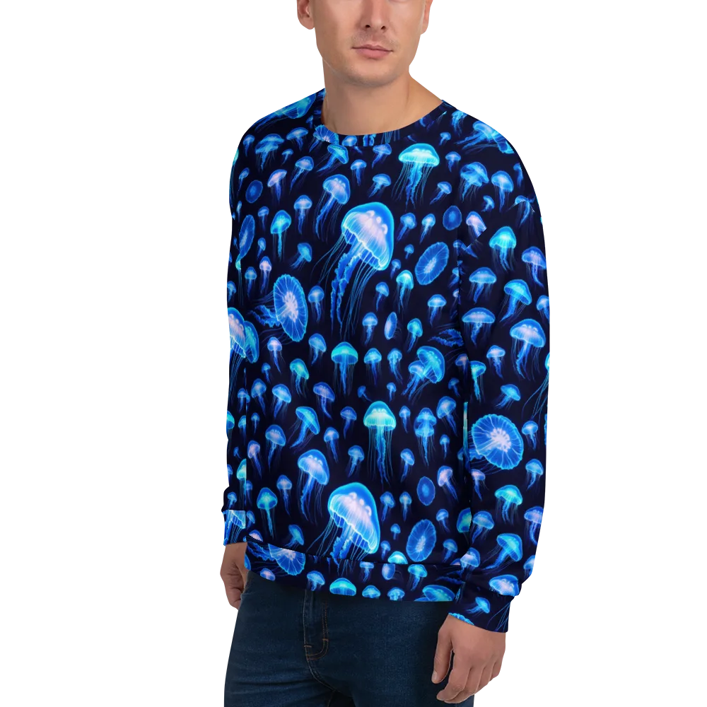 Azure Jellyfall on Sweatshirt — Left Front