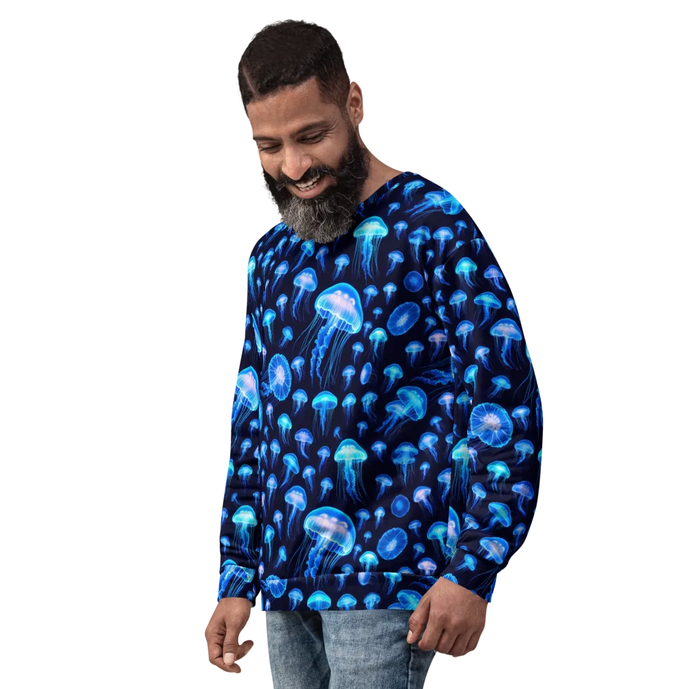 Azure Jellyfall on Sweatshirt — Left Front
