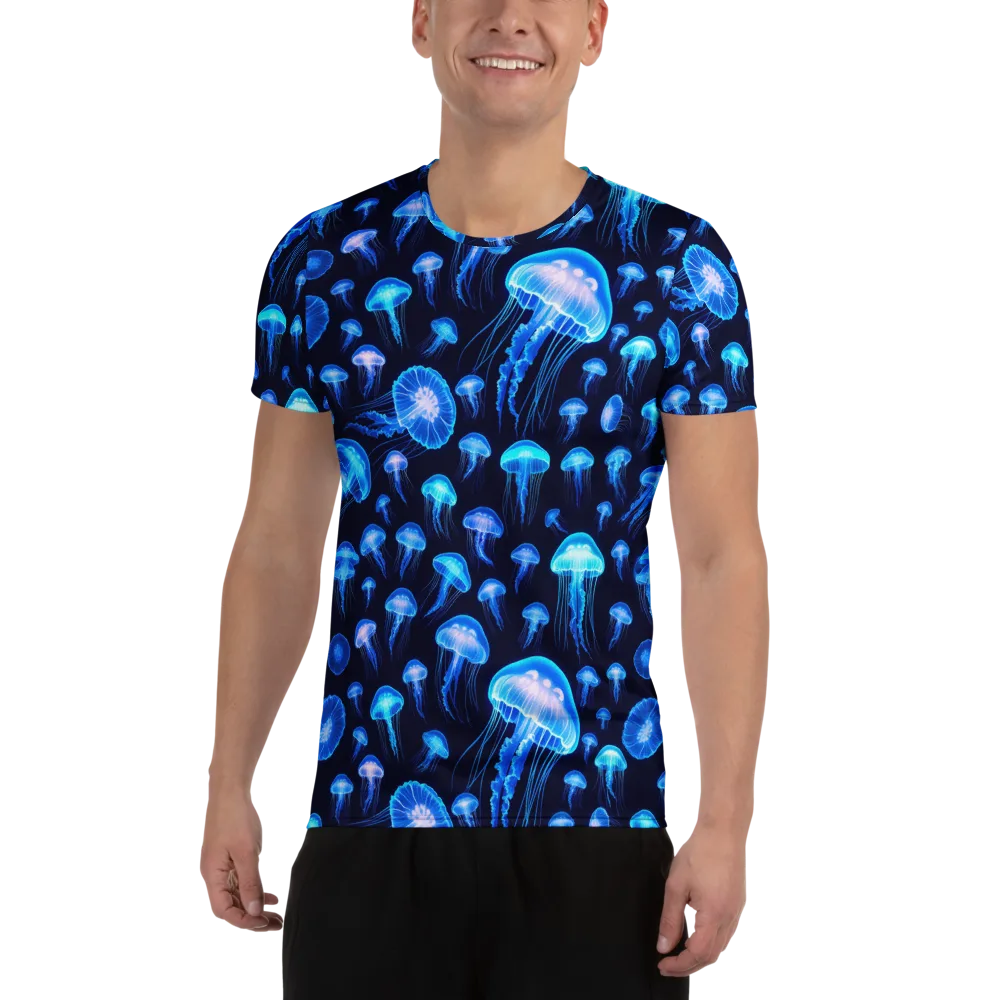 Azure Jellyfall on Men's Athletic T-Shirt — Front