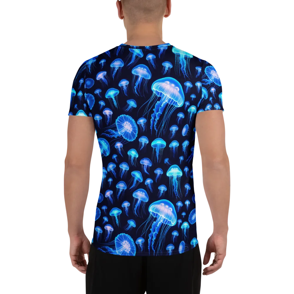 Azure Jellyfall on Men's Athletic T-Shirt — Back