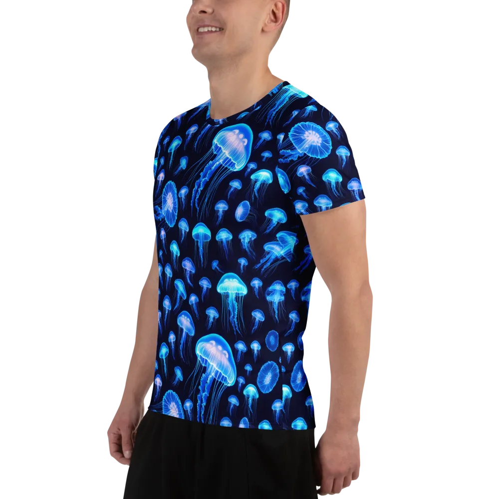 Azure Jellyfall on Men's Athletic T-Shirt — Left