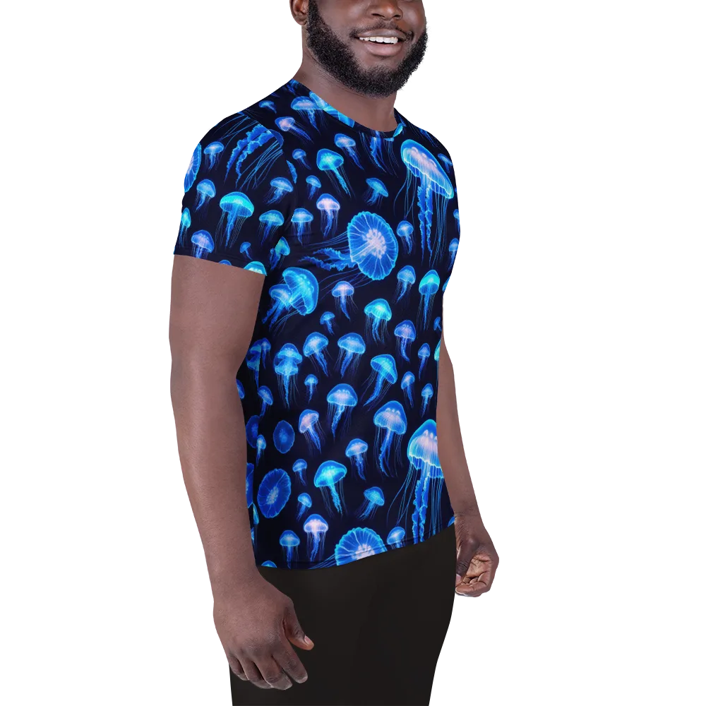 Azure Jellyfall on Men's Athletic T-Shirt — Right