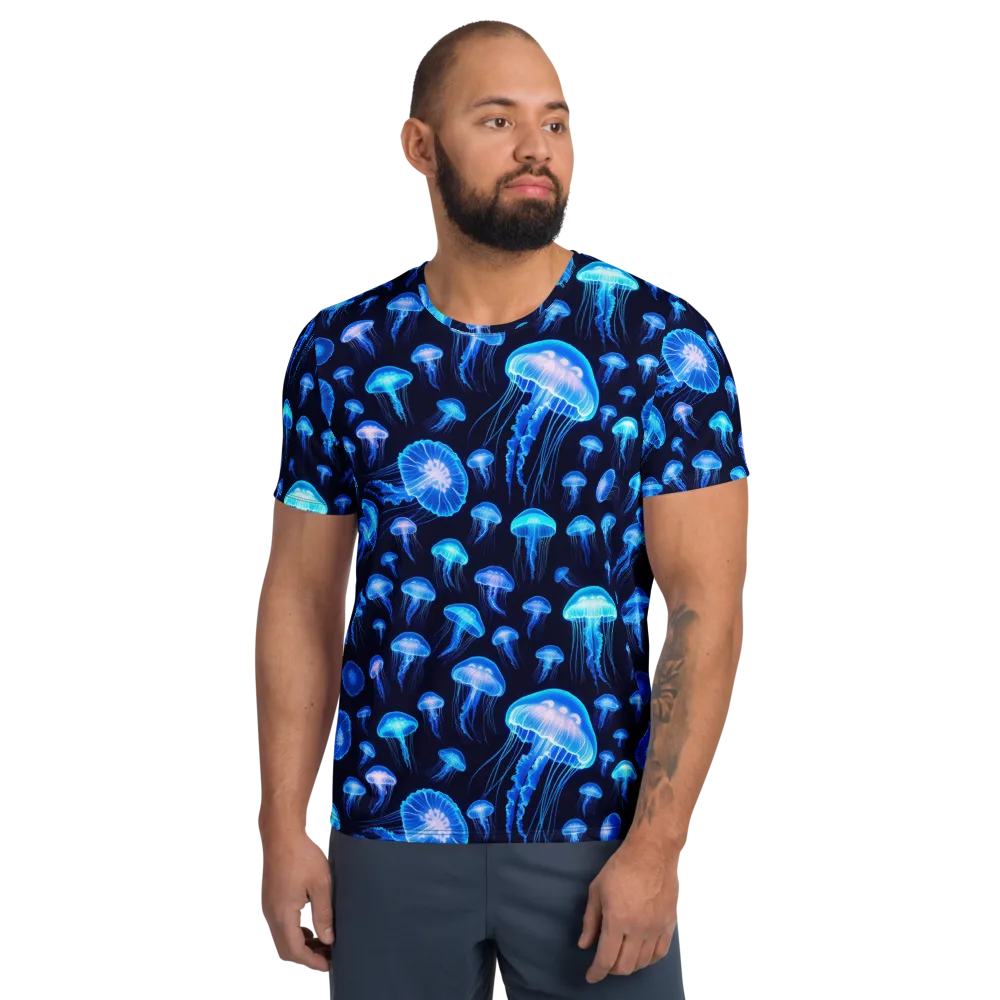Azure Jellyfall on Men's Athletic T-Shirt — Front