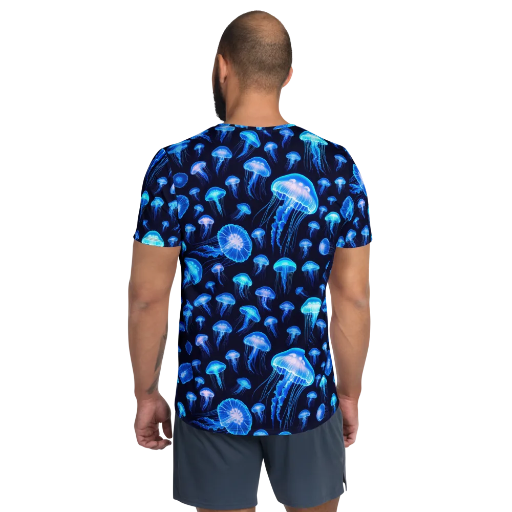 Azure Jellyfall on Men's Athletic T-Shirt — Back