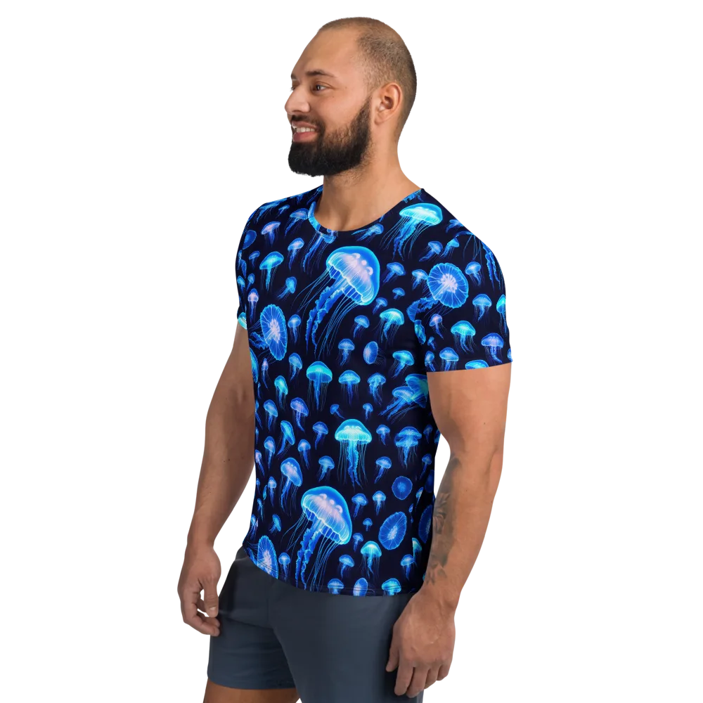 Azure Jellyfall on Men's Athletic T-Shirt — Left