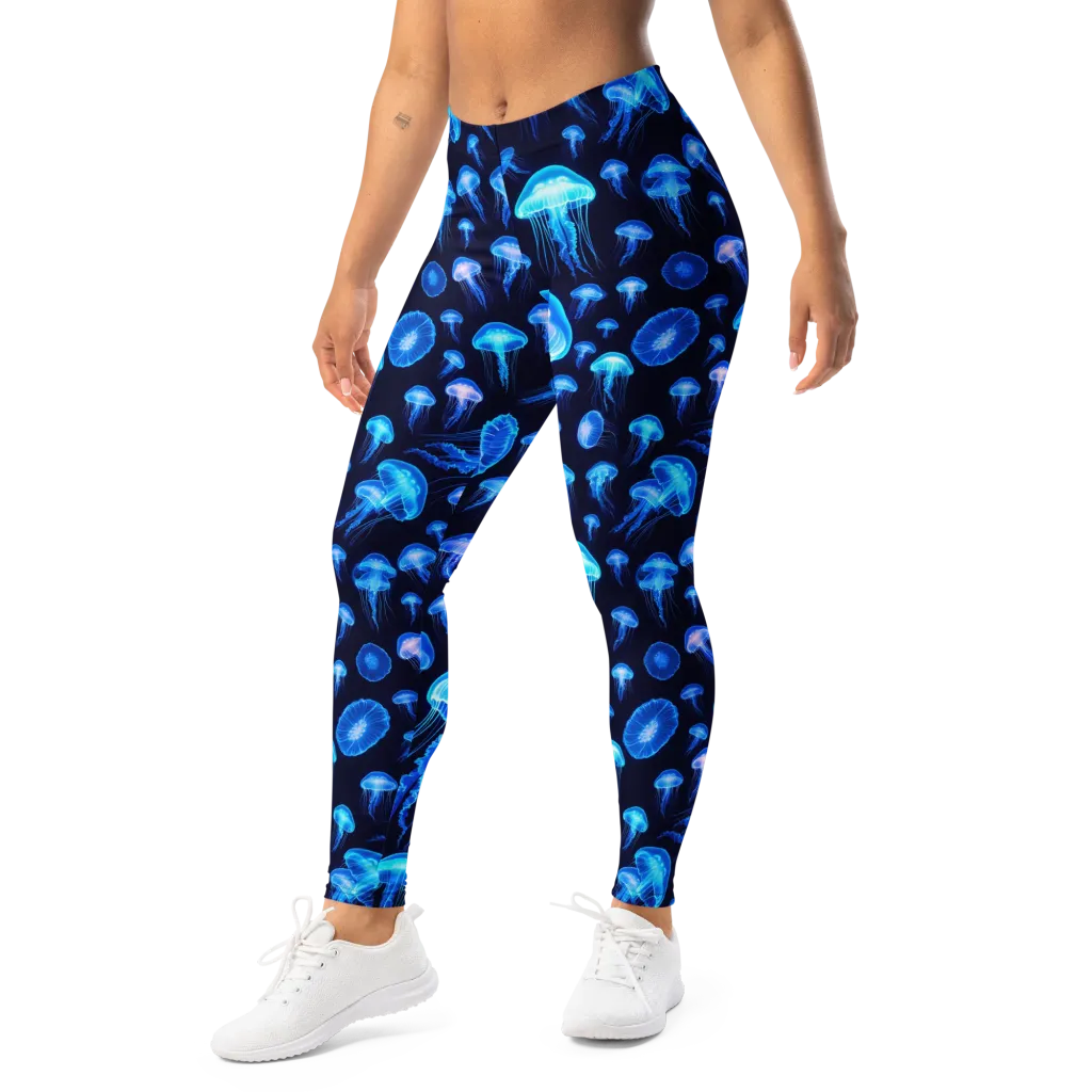 Azure Jellyfall on Leggings — Left Front