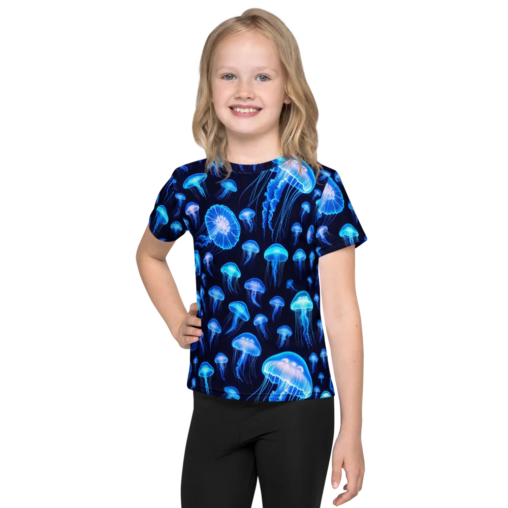 Azure Jellyfall on Kids Crew Neck T-Shirt — Front