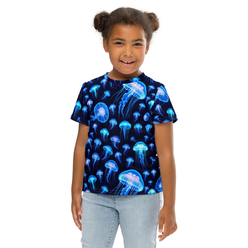 Azure Jellyfall on Kids Crew Neck T-Shirt — Front