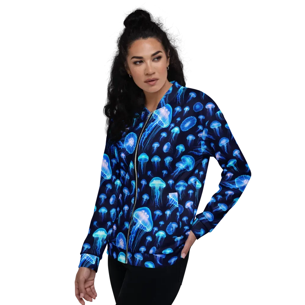 Azure Jellyfall on Bomber Jacket — Left