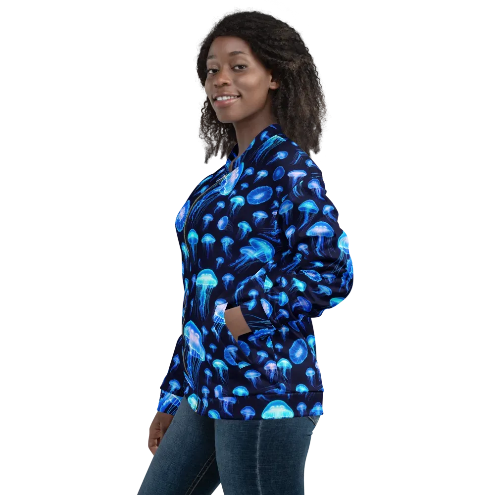 Azure Jellyfall on Bomber Jacket — Left
