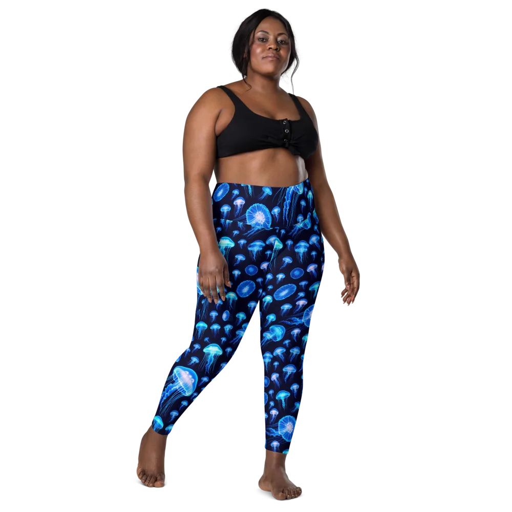 Azure Jellyfall on Leggings with Pockets — Front