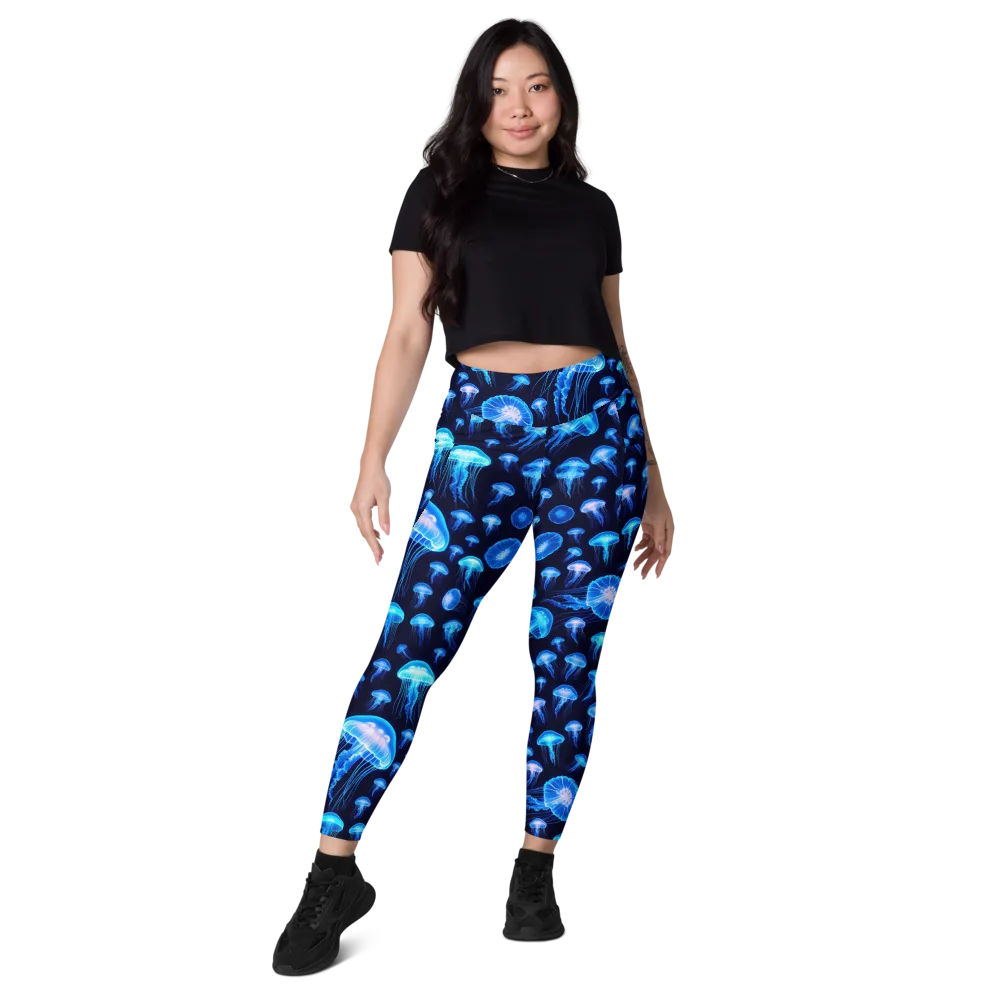 Azure Jellyfall on Leggings with Pockets — Front
