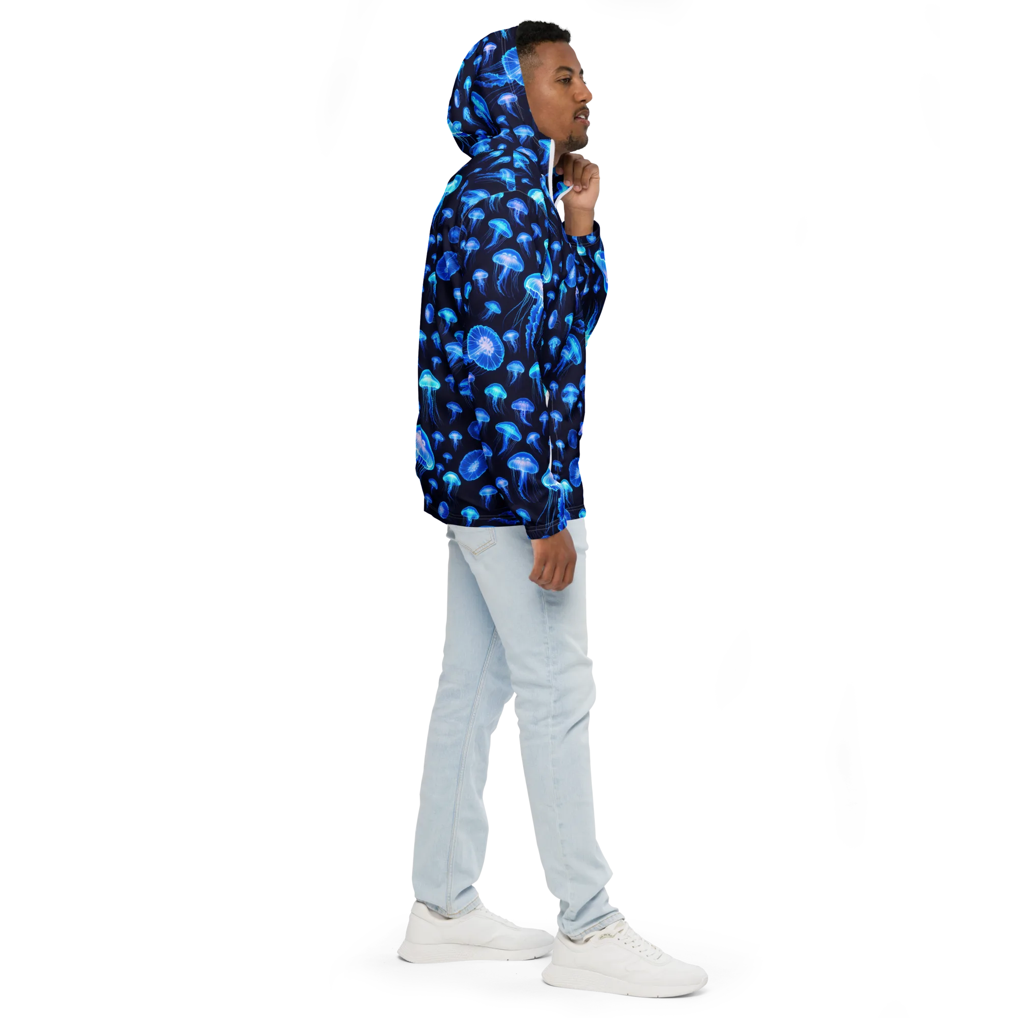 Azure Jellyfall on Men's Windbreaker — Right