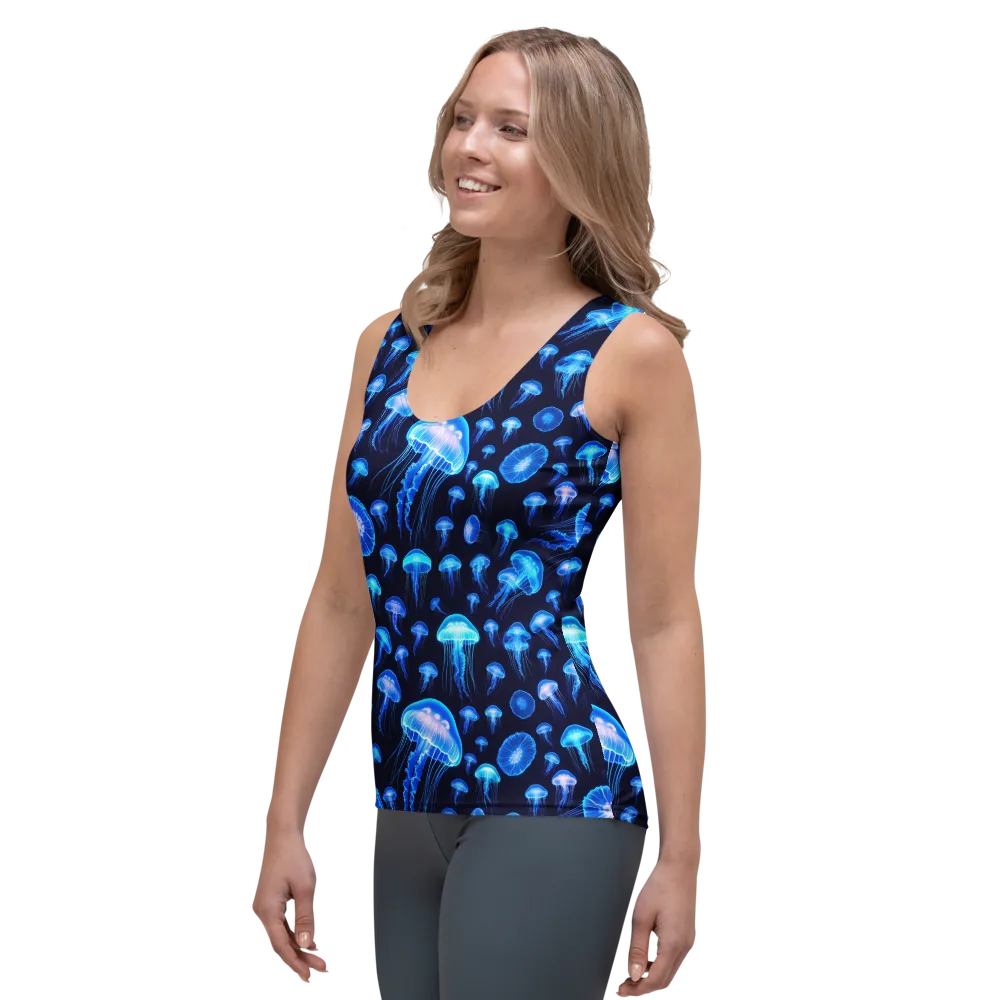 Azure Jellyfall on Women's Tank Top — Left Front