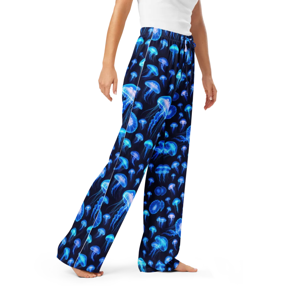 Azure Jellyfall on Women's Pajama Pants — Right Front