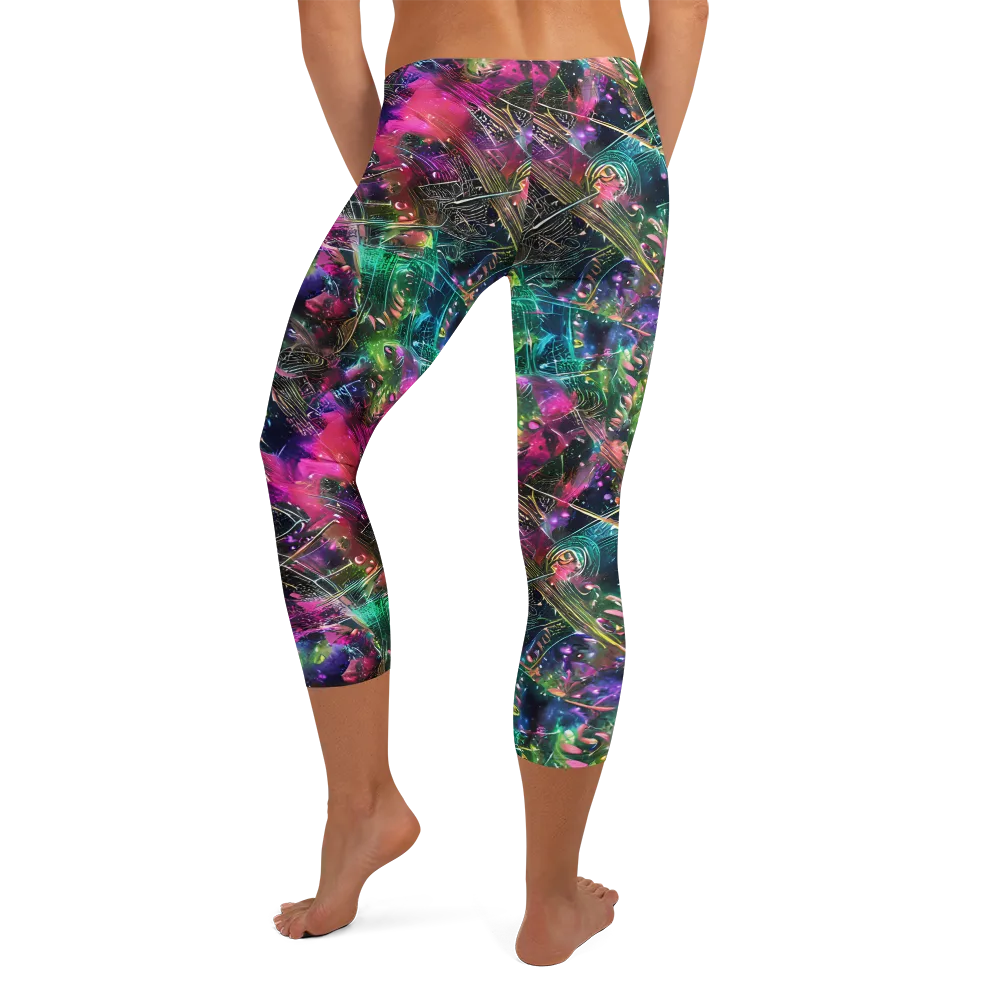 Digital Bloom on Capri Leggings — Back