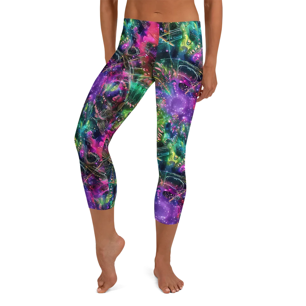 Digital Bloom on Capri Leggings — Front