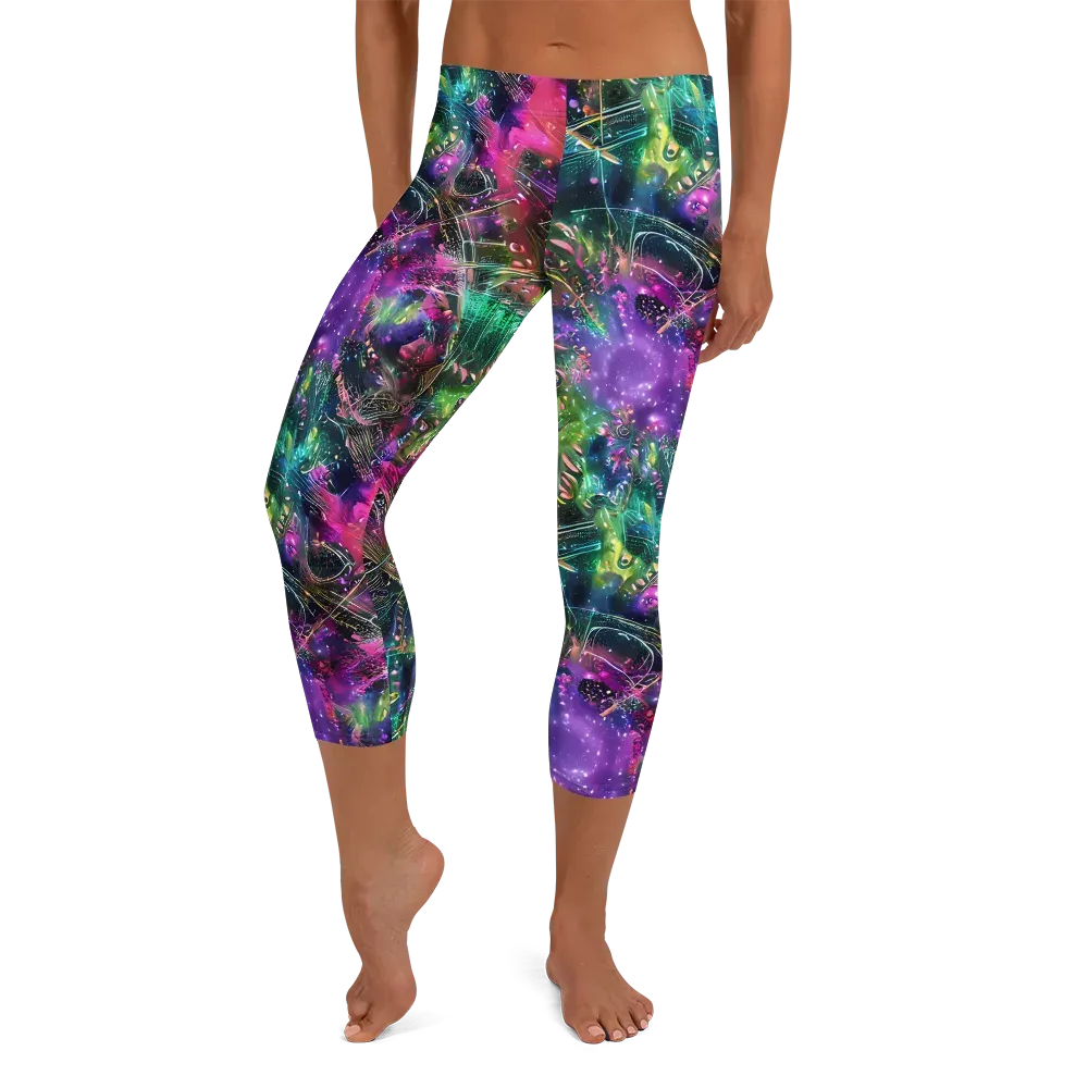 Digital Bloom on Capri Leggings — Front