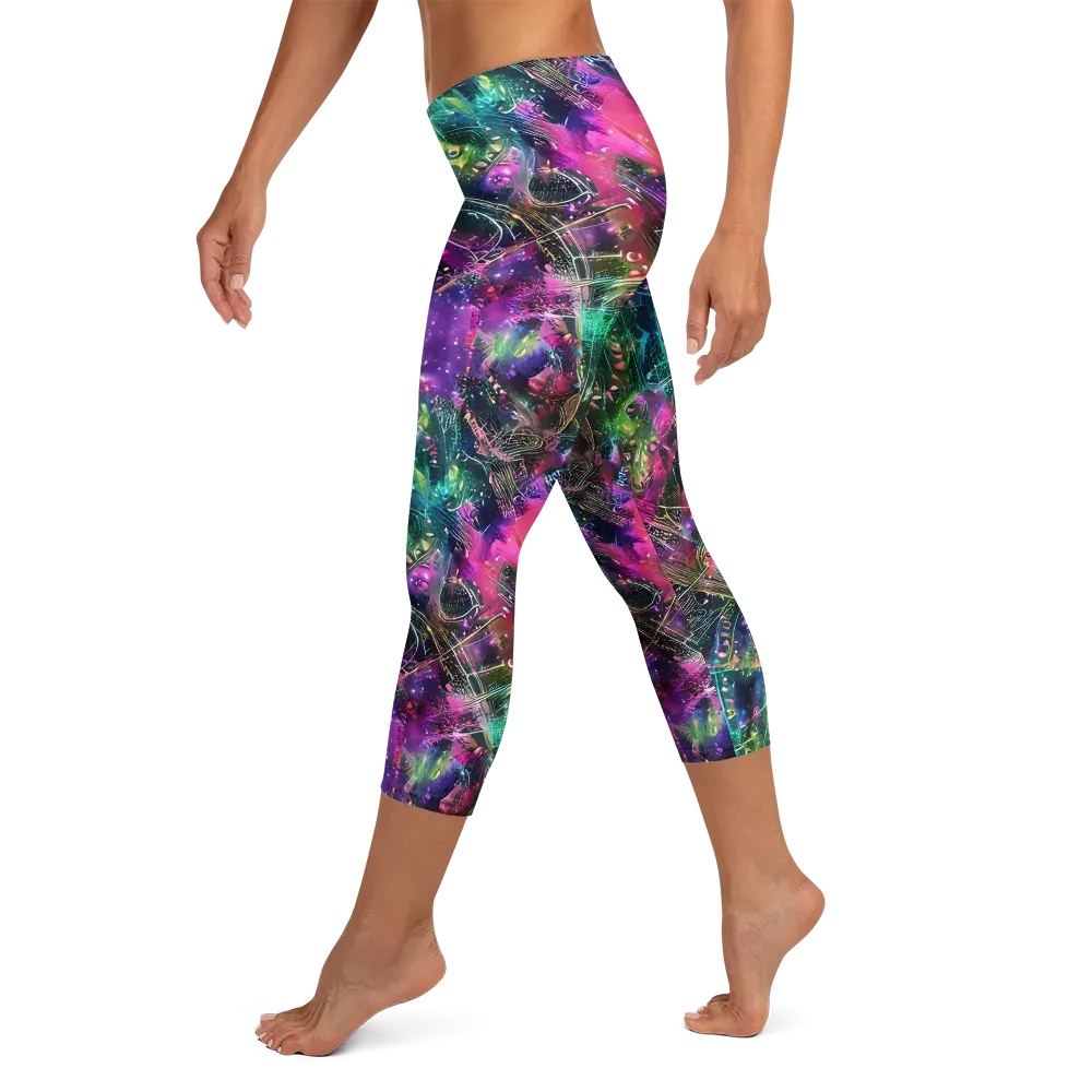 Digital Bloom on Capri Leggings — Left