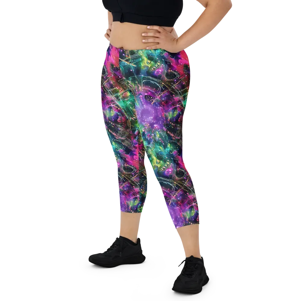 Digital Bloom on Capri Leggings — Front